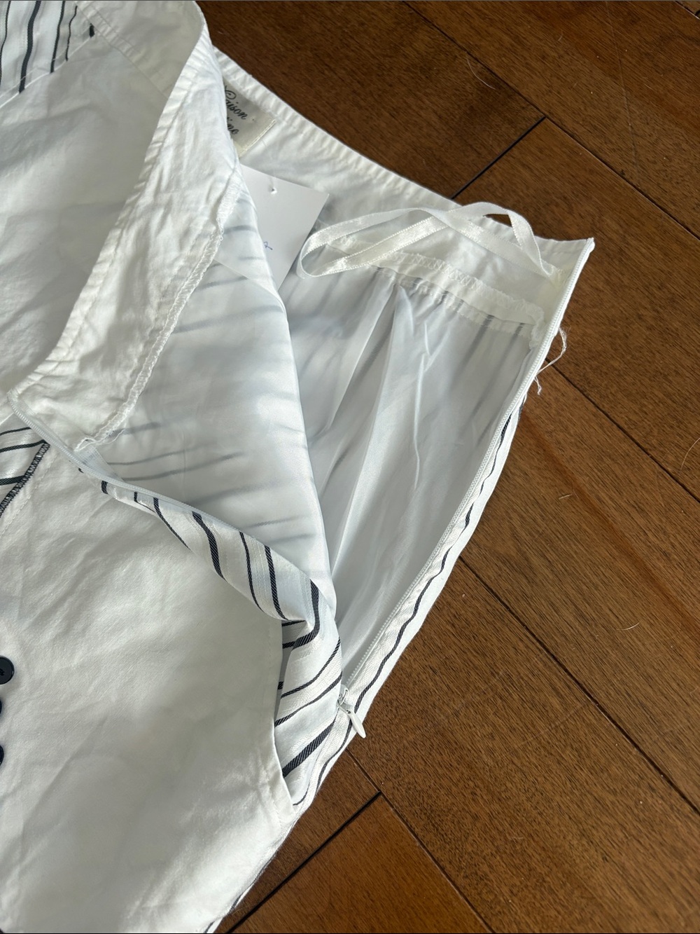Asymmetrical White & Black Striped Women’s Skirt - Picture 9 of 10
